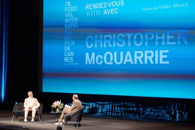 78eme Festival International du Film de Cannes Masterclass de Christopher Macquarrie 78th Cannes International Film Festival Masterclass by Christopher Macquarrie 444158 2025 05 14 Cannes France McQuarrie, Christopher Allouche, Didier  Copyright: xEstellexCarlierx xStarfacex STAR_444158_008