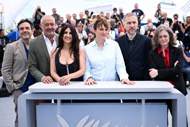 Cannes Camera D Or Jury Photocall AM Rachid Hami, Geraldine Nakache, Frederic Mercier, Pascale Marin and Tommaso Vergallo attending the Camera d Or jury photocall, Cannes, France on May 14, 2025 as part of the 78th Cannes Film Festival. Photo by Aurore Marechal ABACAPRESS.COM Cannes France  Copyright: xMarechalxAurore ABACAx
