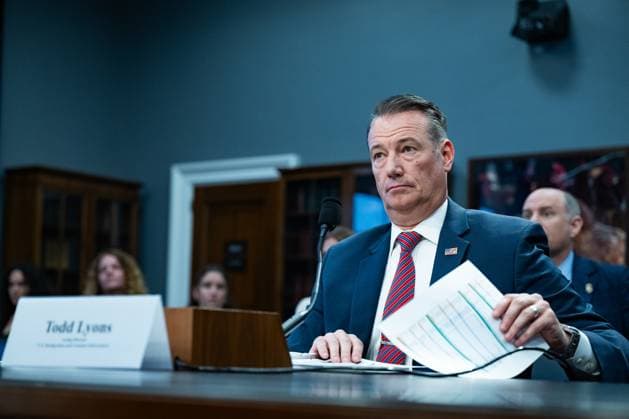 Acting Director of U.S. Immigration and Customs Enforcement Todd Lyons testifies at a House Committee on Appropriations: Subcommittee on Homeland Security hearing in the Rayburn House office building in Washington, DC on Wednesday, May 14, 2025. .  WAP20250514053 ANNABELLExGORDON