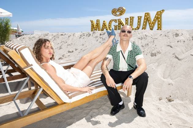 Celebrities on Magnum Beach during the 78th Cannes Film Festival Hugo Trabelsi, Oriane Greco @toupouetboulou on Magnum Beach during the 78th Cannes Film Festival on 14th May 2025 Jeremy Melloul Magnum Cannes Bestimage Magnum beach during the 78th Cannes Film Festival on 14th May 2025 Cannes France  Copyright: xJeremyxMelloulx xBestimagexJeremyxMelloulx xBestimagex