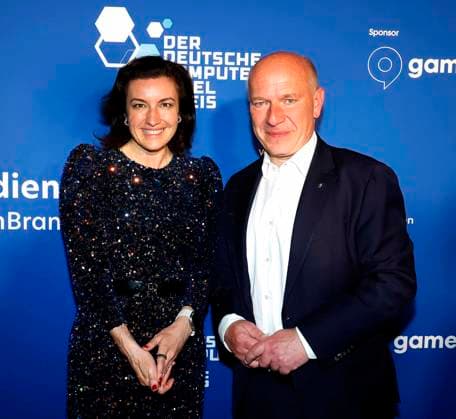 Kai Wegner, Dorothee Bär beim Deutschen Computerspielpreis 2025.
