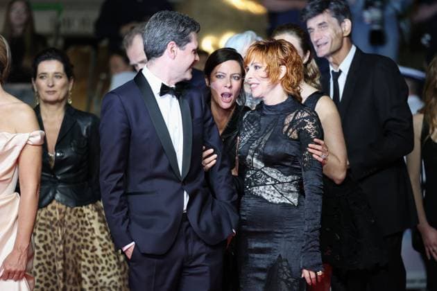 Cannes 2025 Premiere du film Dalloway Yann Gozlan , Anna Mouglalis and Mylene Farmer Premiere of the movie Dalloway on the red carpet of the Cannes Film Festival on May 15th 2025.  Copyright: x Chassery+Courdjix