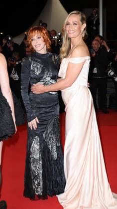 Cannes 2025 Premiere du film Dalloway Mylene Farmer and CÃ cile de France Premiere of the movie Dalloway on the red carpet of the Cannes Film Festival on May 15th 2025.  Copyright: x Chassery+Courdjix