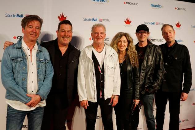May 15, 2025, Calgary, Ab, Canada: Glass Tiger poses on the red carpet for the Canadian Music Hall of Fame ceremony in Calgary on Thursday, May 15, 2025. Calgary Canada  - ZUMAc35_ 20250515_zaf_c35_152 Copyright: xDavexChidleyx
