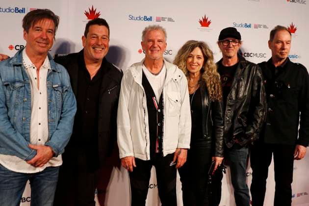 May 15, 2025, Calgary, Ab, Canada: Glass Tiger poses on the red carpet for the Canadian Music Hall of Fame ceremony in Calgary on Thursday, May 15, 2025. Calgary Canada  - ZUMAc35_ 20250515_zaf_c35_153 Copyright: xDavexChidleyx