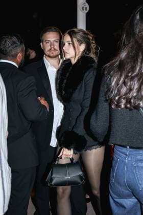 May 15, 2025, Cannes, France: Hungarian Supermodel BARBARA PALVIN, 31, the Victoria s Secret Angel was joined by her actor husband DYLAN SPROUSE, 32, at the Cannes 2025, Magnum Crack Into Pleasure Party. It seems Palvin opted for a sexy stylish no-pants look, but kept things rugged up on top.? Cannes France  - ZUMAp169 20250515_zea_p169_1719 Copyright: xAlessandroxBremecx