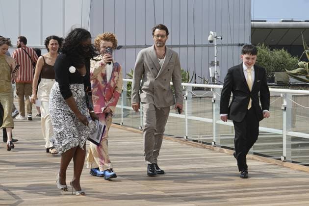 Cannes, 78th Cannes Film Festival 2025 - day 4 - arrival of the cast of the film The Plague Cannes, 78th Cannes Film Festival 2025 - day 4 - arrival of the cast of the film The Plague In the photo: Kenny Rasmussen, Charlie Polinger, Kayo Martin, Joel Edgerton -  Copyright: xIPA ABACAx