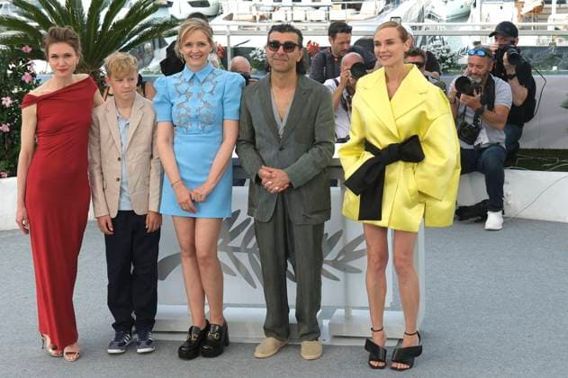 Lisa Hagmeister, Jasper Ole Billerbeck, Laura Tonke, Fatih Akin und Diane Kruger beim Photocall zum Kinofilm Amrum auf dem Festival de Cannes 2025 78. Internationale Filmfestspiele von Cannes am Palais des Festivals. Cannes, 16.05.2025