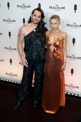 Riccardo Simonetti und Caroline Daur bei der Magnum Cannes Beach Party im Rahmen des Festival de Cannes 2025 78. Internationale Filmfestspiele von Cannes im Magnum Beach Palais StÃ phanie. Cannes, 15.05.2025