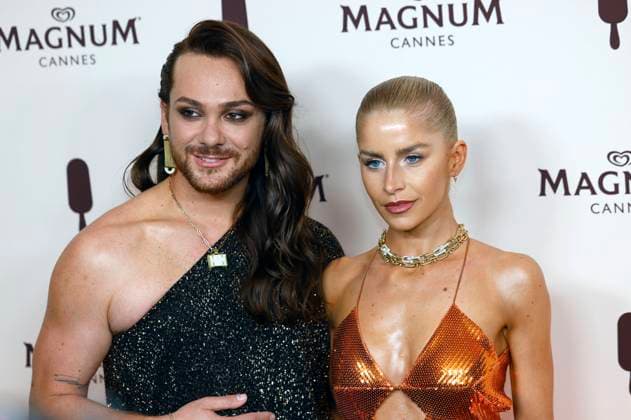 Riccardo Simonetti und Caroline Daur bei der Magnum Cannes Beach Party im Rahmen des Festival de Cannes 2025 78. Internationale Filmfestspiele von Cannes im Magnum Beach Palais StÃ phanie. Cannes, 15.05.2025