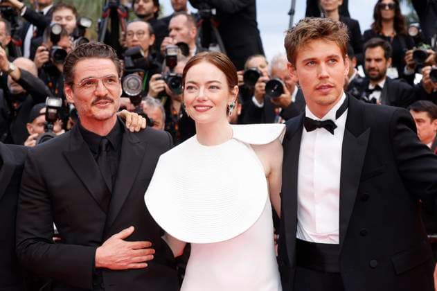 Pedro Pascal, Emma Stone und Austin Butler bei der Premiere des Kinofilms Eddington auf dem Festival de Cannes 2025 78. Internationale Filmfestspiele von Cannes im Palais des Festivals. Cannes, 16.05.2025