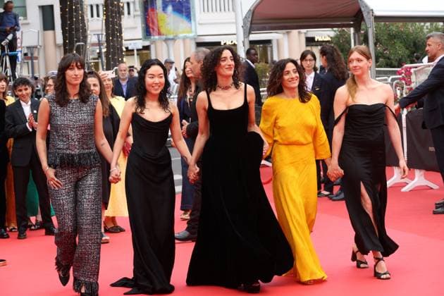 Cannes La Petite Derniere Screening JD A guest, Sophie Garagnon, Mouna Soualem, Park Ji-Min and Gioia Farisano attending the screening of La Petite Derniere in Cannes, France on May 16, 2025, as part of the 78th Cannes Film Festival. Photo by Jerome Domine ABACAPRESS.COM Cannes France  Copyright: xDominexJerome ABACAx