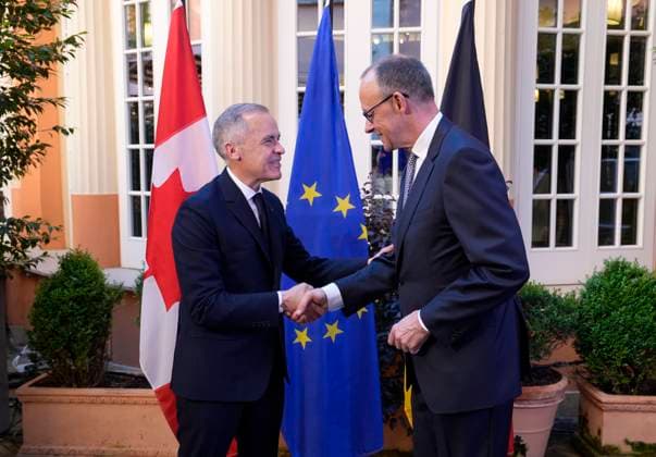 News Themen der Woche KW20 News Bilder des Tages May 18, 2025, Rome, Italy: Prime Minister Mark Carney meets with German Chancellor Friedrich Merz, Sunday May 18, 2025 in Rome, Italy. Rome Italy  - ZUMAc35_ 20250518_zaf_c35_001 Copyright: xAdrianxWyldx