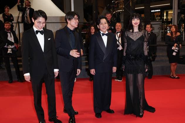 Exit 8 Red Carpet at the 78th Annual Cannes Film Festival Guest , Genki Kawamura , Kazunari Ninomiya and Nana Komatsu Exit 8 Red Carpet at the 78th Annual Cannes Film Festival in Cannes, France on May 18, 2025.  Copyright: x Chassery+Courdjix
