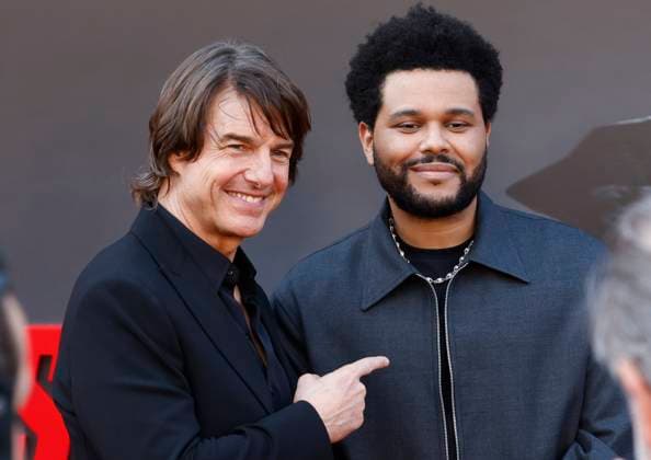 Tom Cruise and The Weeknd arrive on the red carpet at the Mission: Impossible The Final Reckoning New York Premiere at Lincoln Center on Sunday, May 18, 2025 in New York City.  NYP20250518222 JOHNxANGELILLO