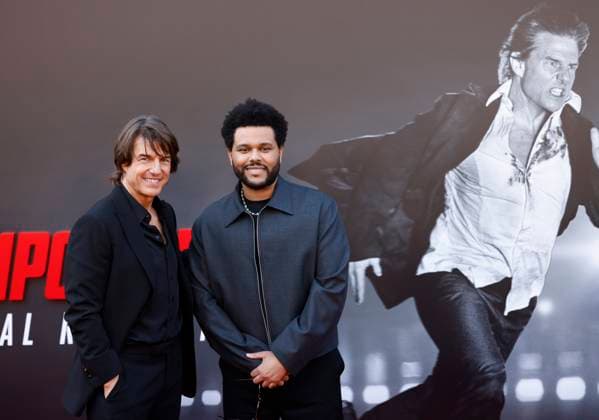 Tom Cruise and The Weeknd arrive on the red carpet at the Mission: Impossible The Final Reckoning New York Premiere at Lincoln Center on Sunday, May 18, 2025 in New York City.  NYP20250518223 JOHNxANGELILLO