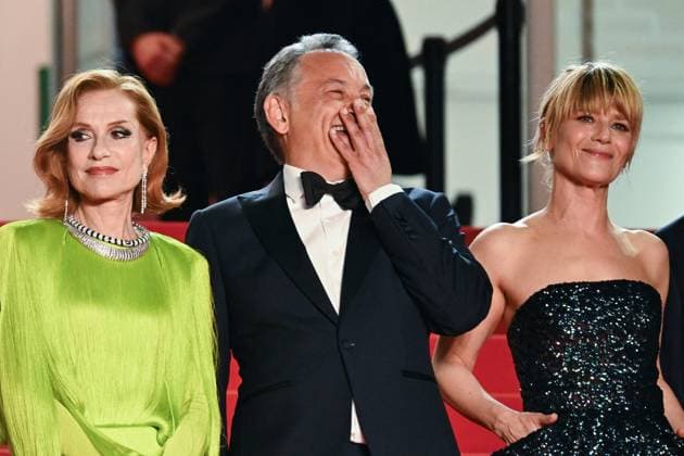 Cannes La Femme La Plus Riche Du Monde Premiere AM Isabelle Huppert, Thierry Klifa and Marina Fois attending La Femme La Plus Riche Du Monde Premiere in Cannes, France on May 18, 2025 as part of the 78th Cannes Film Festival. Photo by Aurore Marechal ABACAPRESS.COM Cannes France  Copyright: xMarechalxAurore ABACAx