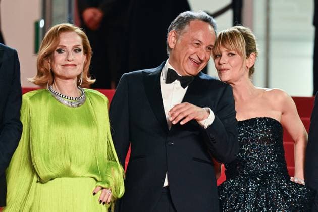 Cannes La Femme La Plus Riche Du Monde Premiere AM Isabelle Huppert, Thierry Klifa and Marina Fois attending La Femme La Plus Riche Du Monde Premiere in Cannes, France on May 18, 2025 as part of the 78th Cannes Film Festival. Photo by Aurore Marechal ABACAPRESS.COM Cannes France  Copyright: xMarechalxAurore ABACAx