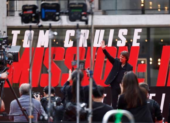 Tom Cruise arrives on the red carpet at the Mission: Impossible The Final Reckoning New York Premiere at Lincoln Center on Sunday, May 18, 2025 in New York City.  NYP20250518257 JOHNxANGELILLO