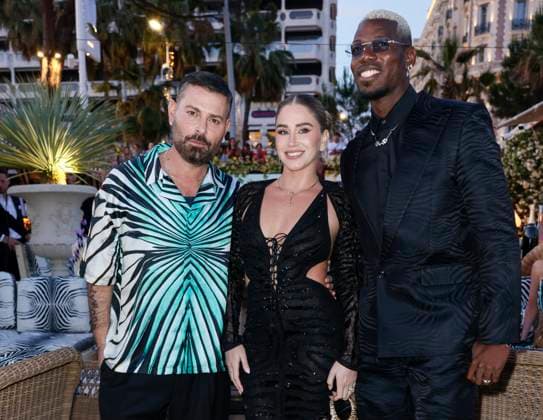 Cannes - Roberto Cavalli - Ray of Sea Fausto Puglisi, Paul Pogba, Maria Zulay Pogba Salaues attends Roberto Cavalli Event ahead the 78th annual Cannes Film Festival on May 18, 2025 in Cannes, France. Photo by Marco Piovanotto ABACAPRESS.COM Cannes France  Copyright: xPiovanottoxMarco ABACAx