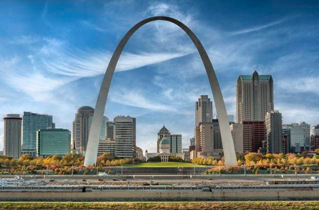 St. Louis Missouri downtown skyline Gateway Arch over Mississippi United States, Missouri, St. Louis CR_KSWG250514B-1727865-01