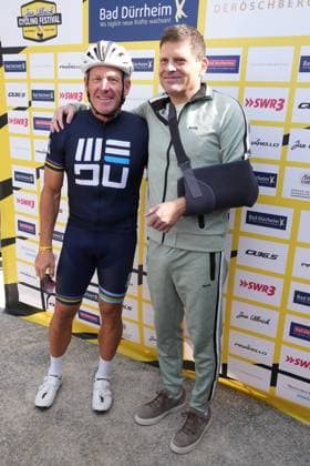 Lance Armstrong (Ex Radprofi), Jan Ullrich (Ex Radprofi) - Jan Ullrich Cycling FestivalDeutschland, Bad Duerrheim, Gelaende Busbahnhof, 18.05.2025