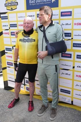 Rudi Pevenage (Ex Radprofi), Jan Ullrich (Ex Radprofi) - Jan Ullrich Cycling FestivalDeutschland, Bad Duerrheim, Gelaende Busbahnhof, 18.05.2025
