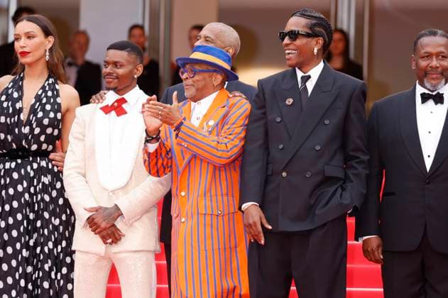 Ilfenesh Hadera, Aubrey Joseph, Denzel Washington, Spike Lee, ASAP Rocky und Wendell Pierce bei der Premiere des Kinofilms Highest 2 Lowest auf dem Festival de Cannes 2025 78. Internationale Filmfestspiele von Cannes im Palais des Festivals. Cannes, 19.05.2025