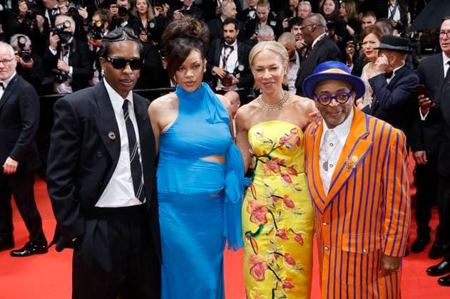 ASAP Rocky, Rihanna, Tonya Lewis Lee und Spike Lee nach der Premiere des Kinofilms Highest 2 Lowest auf dem Festival de Cannes 2025 78. Internationale Filmfestspiele von Cannes im Palais des Festivals. Cannes, 19.05.2025
