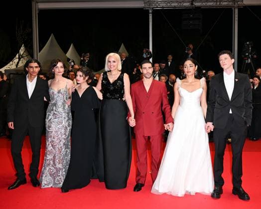 Milan: Cannes, 78th Cannes Film Festival 2025, Red Carpet Alpha In the photo: ean-Rachid Kallouche, Emma Mackey, Eric Altmayer, Finnegan Oldfield, Golshifteh Farahani, Louai El Amrousy, Tahar Rahim, MÃ lissa Boros, rnaud Chautard, Julia Ducournau Milan - ZUMAp169 20250519_zea_p169_2273 Copyright: xManuelexMangiarottix