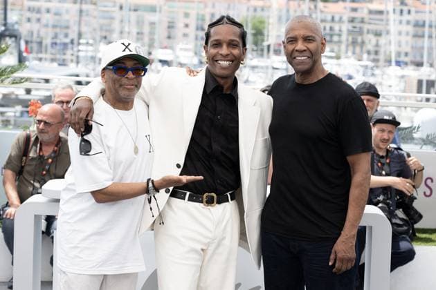 Cannes - Highest 2 Lowest Photocall DN Spike Lee, A$AP Rocky and Denzel Washington during the Highest 2 Lowest photocall at the 78th annual Cannes Film Festival at Palais des Festivals on May 19, 2025 in Cannes, France. Photo by David NIVIERE ABACAPRESS.COM CANNES France  Copyright: xNivierexDavid ABACAPRESS.COMx