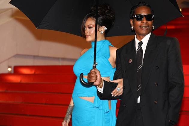 May 19, 2025, Cannes, Cote D azur, France: RIHANNA and husband A$AP ROCKY leave the red carpet after the Highest 2 Lowest Premiere screening at the 78th Annual Cannes Film Festival at Palais des Festivals in Cannes, France. Cannes France - ZUMAc179 20250519_zep_c179_377 Copyright: xMickaelxChavetx
