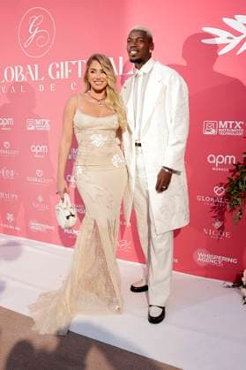 Paul Pogba mit Ehefrau Maria Zulay Pogba Salaues bei der Global Gift Gala 2025 auf dem Festival de Cannes 2025 78. Internationale Filmfestspiele von Cannes im La MÃ me Plage. Cannes, 19.05.2025