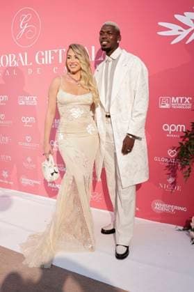 Paul Pogba mit Ehefrau Maria Zulay Pogba Salaues bei der Global Gift Gala 2025 auf dem Festival de Cannes 2025 78. Internationale Filmfestspiele von Cannes im La MÃ me Plage. Cannes, 19.05.2025