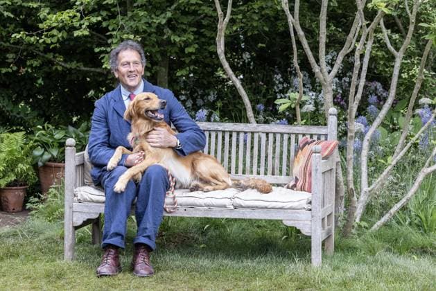 RHS Chelsea Flower Show 2025 Press Day 19th May 2025. RHS (Royal Horticultural Society) Chelsea Flower show, Press day. Monty Don and dog Ned) at the RHS and BBC R2 Dog Garden.  Copyright: xJackxHillx NINTCHDBPICT000996244933