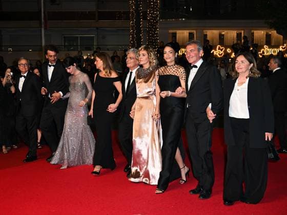 Cannes, 78th Cannes Film Festival 2025 - Evening 8 - Red Carpet of the film Fuori Cannes, 78th Cannes Film Festival 2025 - Evening 8 - Red Carpet of the film Fuori . In the photo Paolo Del Brocco, Corrado Fortuna, Matilda De Angelis, Ippolita Di Majo, Mario Martone, Valeria Golino, Elodie Di Patrizi and Nicola Giuliano Cannes France  Copyright: xIPA ABACAx