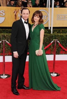 19th Annual Screen Actors Guild Awards - Arrivals Vincent Kartheiser & Alexis Bledel (wearing Rena Lange) Arrivals at the 19th Annual Screen Actors Guild Awards at the Shrine Auditorium in Los Angeles, California, USA. 27th January 2013 SAG SAGs full length black tuxedo bow tie white shirt green dress beige clutch bag CAP ROT TM TM ROT Los Angeles California USA Copyright: xTM ROT CapitalxPicturesx