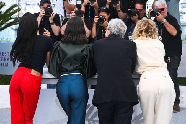 Cannes, 78th Cannes Film Festival 2025 - day 9 - Photocall of the film Fuori Cannes, 78th Cannes Film Festival 2025 - Day 8, Phocall of the film Fuori . In the photo Elodie, Matilda De Angelis, Mario Martone, Valeria Golino Cannes France  Copyright: xIPA ABACAx