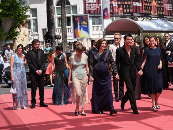 Cannes, 78th Cannes Film Festival 2025 - day 9 - red carpet of the film Romeria Cannes, 78th Cannes Film Festival 2025 - day 9 - red carpet of the film Romeria - In the photo: Llúcia Garcia, Carla Simón, Mitch Martín and María Zamora Cannes Italy  Copyright: xIPA ABACAx
