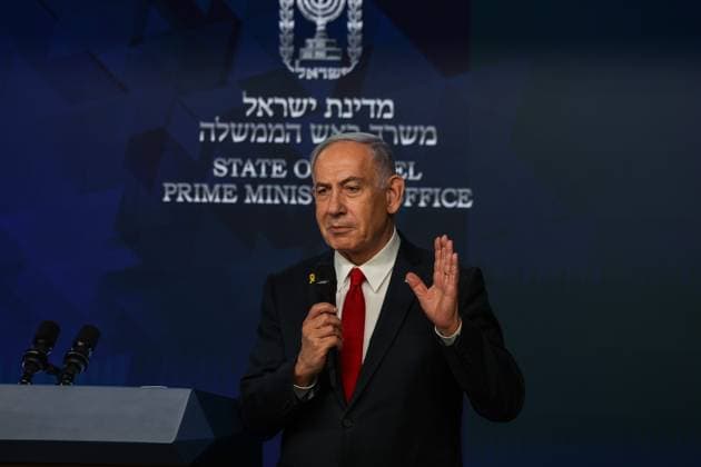 News Themen der Woche KW21 News Bilder des Tages Israeli Prime Minister Benjamin Netanyahu attends a press conference in Jerusalem on Wednesday, May 21, 2025. Pool photo by Ronen Zvulun  WAX20250521302 RonenxZvulun