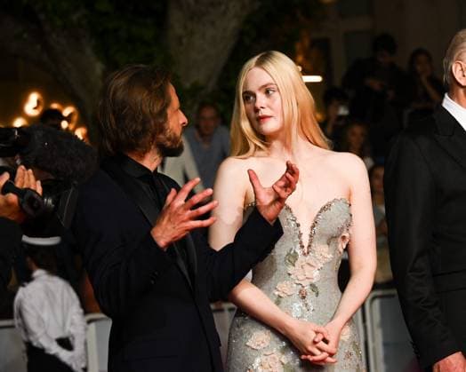 Cannes, 78th Cannes Film Festival 2025, Red Carpet Affeksjonsverdi (Sentimental Value) Cannes, 78th Cannes Film Festival 2025, Red Carpet Affeksjonsverdi (Sentimental Value) In the photo: Elle Fanning Anders Danielsen Lie Milan  Copyright: xIPA ABACAx
