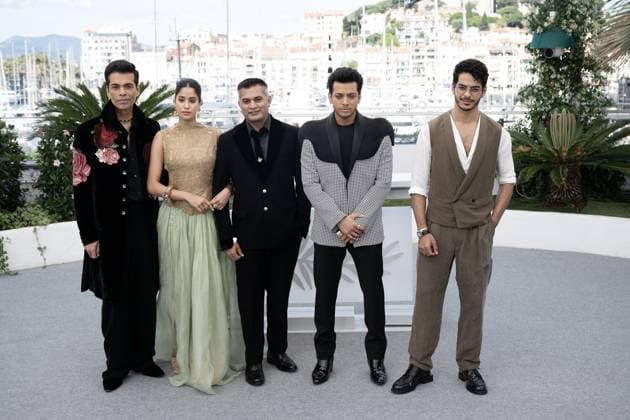 Cannes - Homebound photocall DN Karan Johar, Janhvi Kapoor, Neeraj Ghaywan, Vishal Jethwa and Ishaan Khatter pose during the Homebound photocall at the 78th annual Cannes Film Festival at Palais des Festivals on May 21, 2025 in Cannes, France. Photo by David NIVIERE ABACAPRESS.COM CANNES France  Copyright: xNivierexDavid ABACAPRESS.COMx