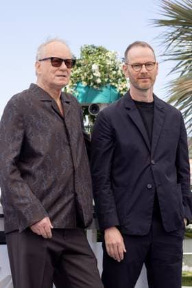 AFFEKSJONSVERDI (SENTIMENTAL VALUE) Photocall- The 78th Annual Cannes Film Festival JOACHIM TRIER and STELLAN SKARSGARD attend the AFFEKSJONSVERDI (SENTIMENTAL VALUE) photocall at the 78th annual Cannes Film Festival at Palais des Festivals on May 22, 2025 in Cannes, France.  Copyright: xKazukoxWakayamax