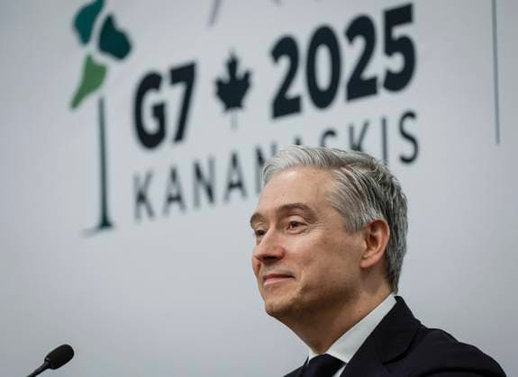 May 22, 2025, Banff, Ab, CANADA: Canada s Finance Minister Francois-Philippe Champagne speaks during the final news conference at the G7 Finance Ministers meeting in Banff, Alta., Thursday, May 22, 2025. Banff CANADA  - ZUMAc35_ 20250522_zaf_c35_051 Copyright: xJeffxMcintoshx