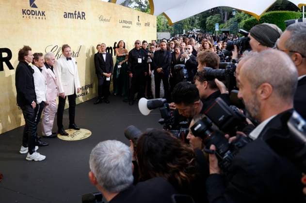 John Taylor, Nick Rhodes, Simon Le Bon und Roger Taylor von Duran Duran bei der 31. amfAR Gala Cannes im Rahmen des Festival de Cannes 2025 78. Internationale Filmfestspiele von Cannes im HÃ tel du Cap-Eden-Roc. Antibes, 22.05.2025