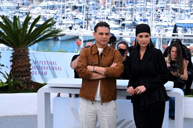 Cannes, 78th Cannes Film Festival 2025, Photocall film: La venue de l avenir Cannes, 78th Cannes Film Festival 2025, Photocall film: Zan O Bacheh (Woman And Child) In the photo: Parinaz Izadyar, Payman Maadi Cannes France  Copyright: xIPA ABACAx