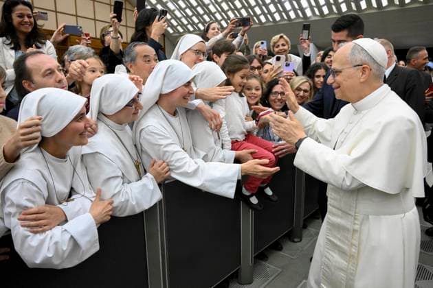 News Themen der Woche KW21 News Bilder des Tages May 24, 2025, CittÃ Del Vaticano: Pope Leo XIV during an audience with the Roman Curia, Vatican City, 24 May 2025. ANSA US VATICAN MEDIA +++ NPK +++ NO SALES, EDITORIAL USE ONLY CittÃ Del Vaticano  - ZUMAa110 20250524_zaf_a110_010 Copyright: xVaticanxMediax