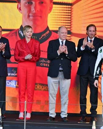 Monaco, Monaco GP 2025, Awards Ceremony Monaco, Monaco GP 2025, Award Ceremony In the photo: Charlene of Monaco, Prince Albert II of Monaco, Andrea Casiraghi Monte Carlo  Copyright: xIPA ABACAx