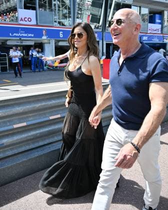 Monaco, Celebrities at the Monaco GP 2025. Monaco, Jeff Bezos and Lauren Sanchez at the Monaco GP 2025. photo: Jeff Bezos and Lauren Sanchez Monte Carlo  Copyright: xIPA ABACAx