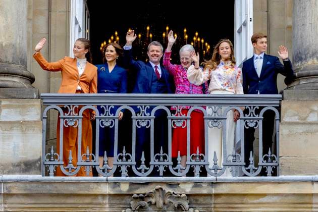 26-05-2025 Denmark Prince Vincent and Princess Josephine and King Frederik and Queen Mary and Queen Margrethe and Princess Isabella celebrating the King his 57th birthday on the balcony of Frederik VIII palace in Copenhagen. Â  Copyright: xPPEx